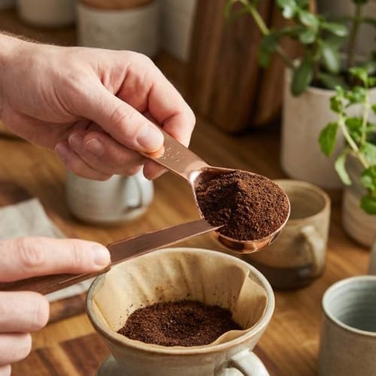 SnelShoppen - 30 ml koffie lepel portioneer van 304 roestvrij staal (rosegoud), maatlepel met korte handgreep, vaatwasserbestendig, doseerlepel voor k