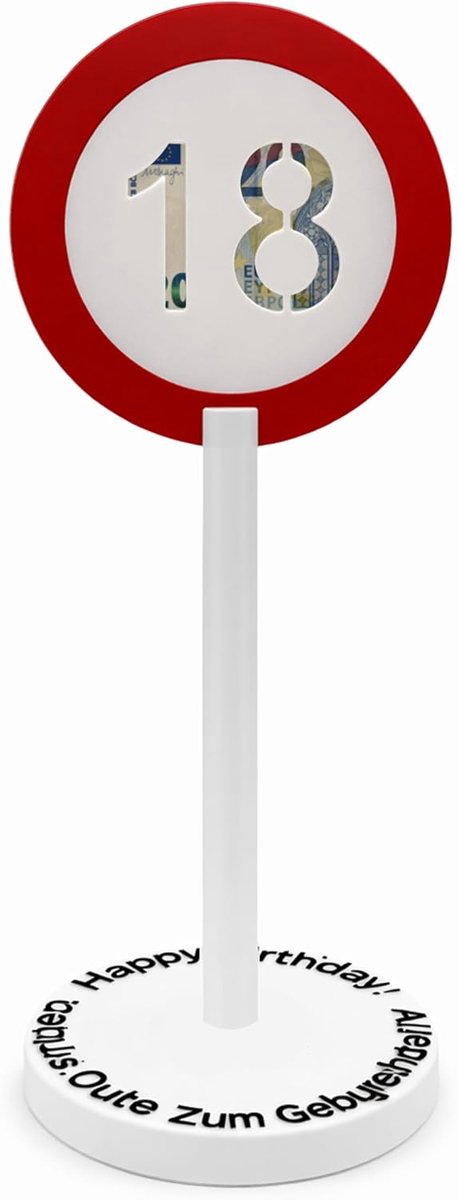 Geld geschenken verjaardag ontwerp - snelheidsbegrenzingsbord - 3D-printmateriaal - humoristisch bureauornament - ShopVlot
