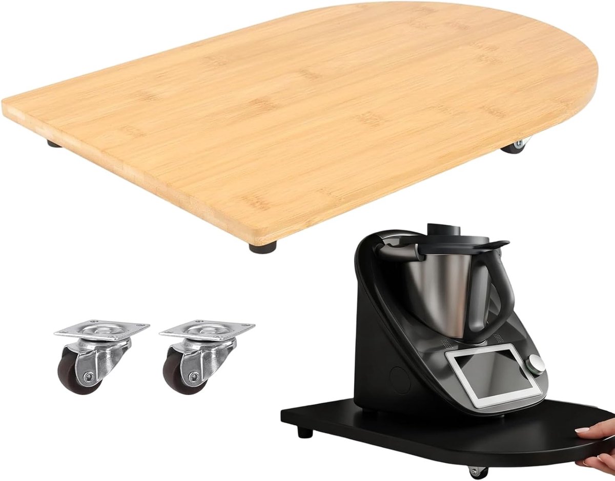 Glijplank voor Thermomix TM7 - bamboe met wielen - veilig en licht glijdend - eenvoudig in gebruik - ShopVlot