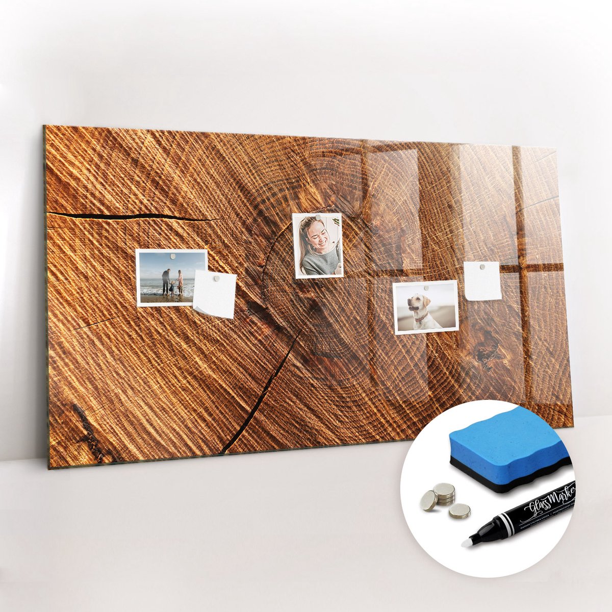 Tulup Whitebord - Decoratief hout - 120 x 60 cm - Bruin Memobord Magnetisch - Gratis 5 Sterke Magneten + Whiteboard Marker & Wisser - Moderne Wanddecoratie - Magnet Board - Notitiebord Werkplek