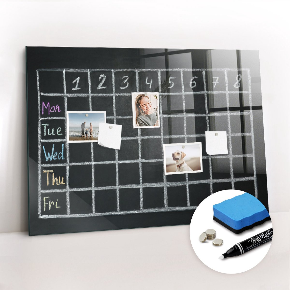 Tulup Whitebord - Lesplan - 100 x 70 cm - Zwart-wit Memobord Magnetisch - Gratis 5 Sterke Magneten + Whiteboard Marker & Wisser - Wanddecoratie Kantoor - Magnetisch Wandbord - Ideeënbord Thuiswerkplek