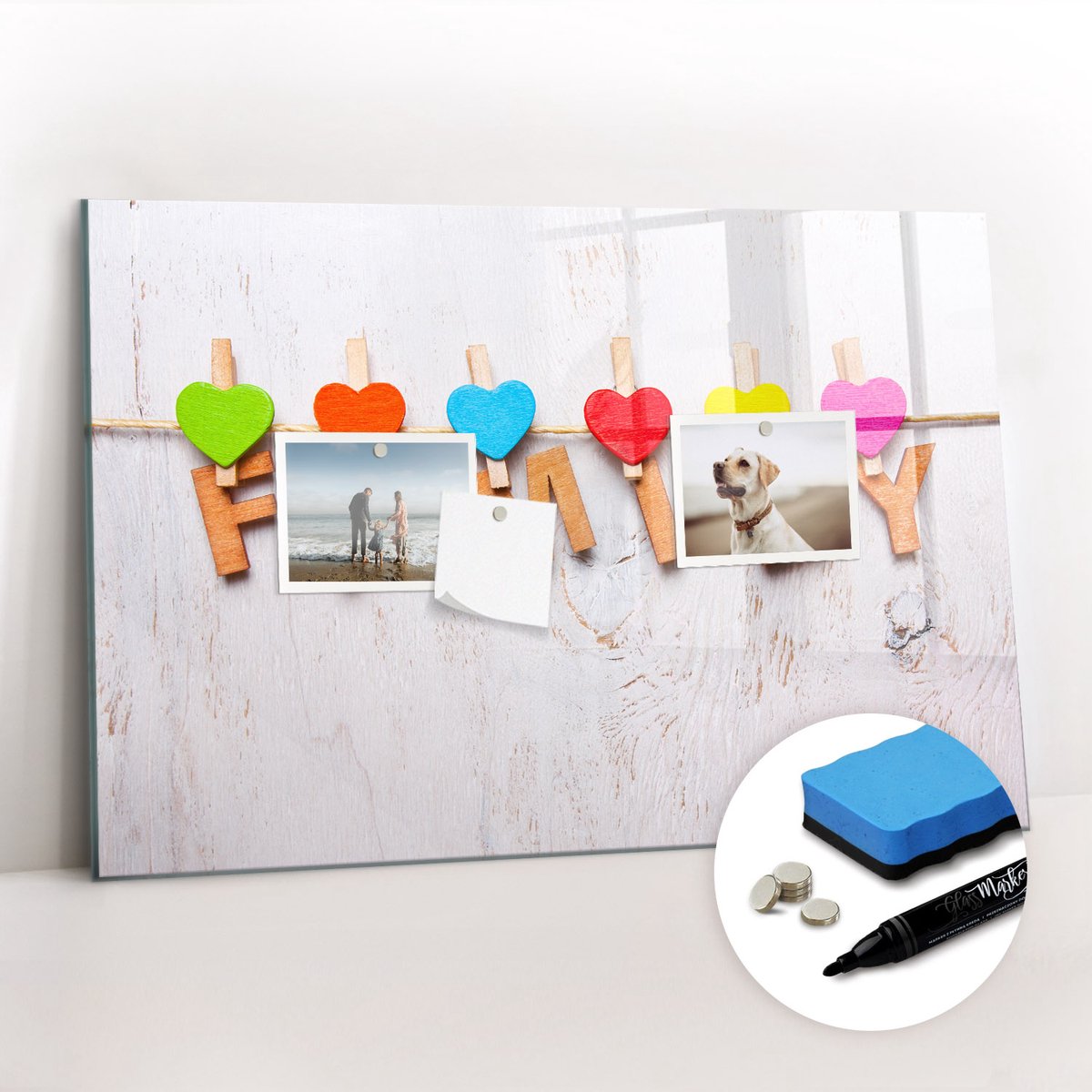 Tulup Whitebord - Inscriptie familie eetkamer - 60 x 40 cm - Veelkleurig Magnetisch Wandbord - Gratis 5 Sterke Magneten + Whiteboard Marker & Wisser - Decoratief Magnetisch Bord - Magnetisch Bord - Productiviteit Tools