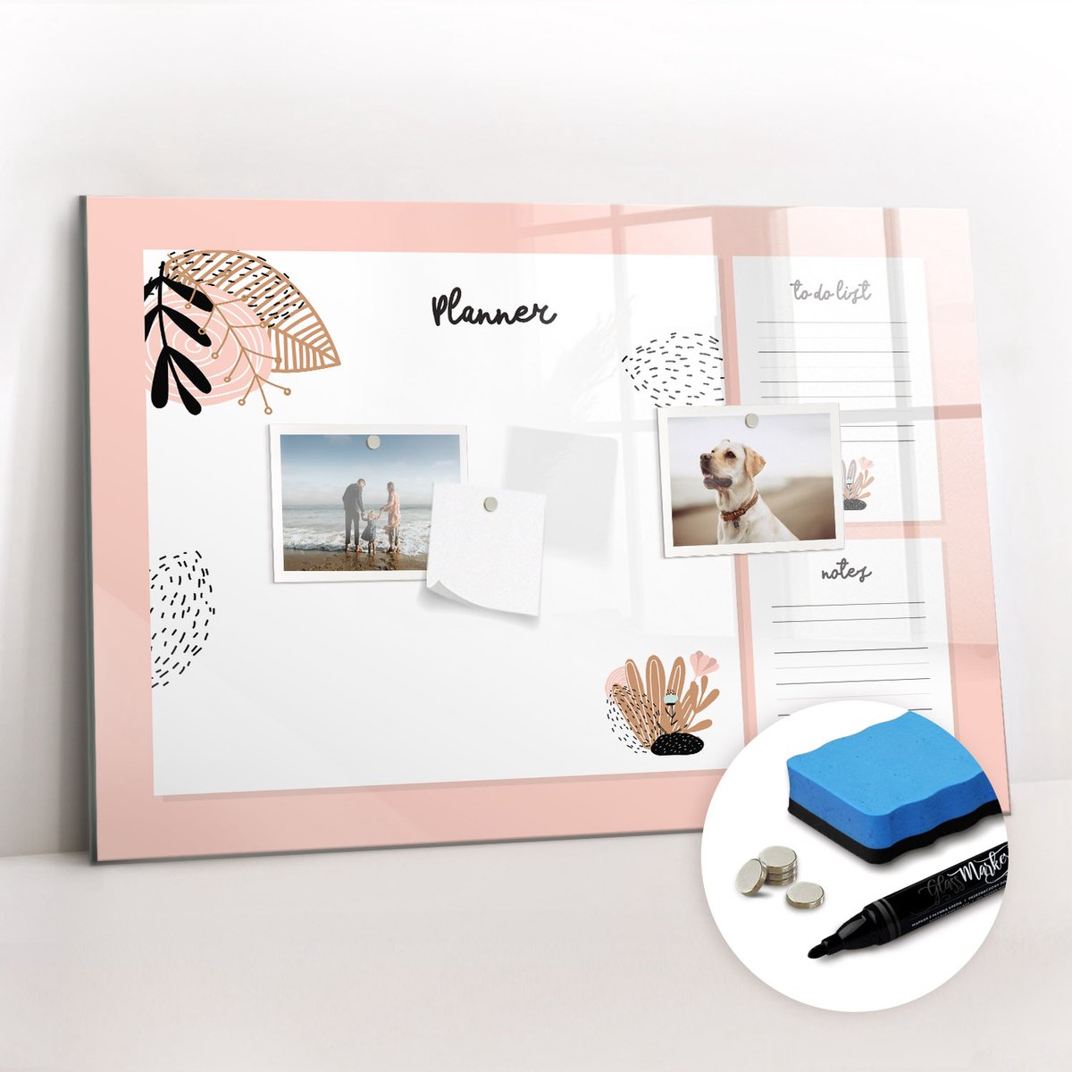 Tulup Whitebord - Planner notitieboek - 60 x 40 cm - Wit Magnetisch Bord - Gratis 5 Sterke Magneten + Whiteboard Marker & Wisser - Interieur Accessoires Kantoor - Memobord Keuken - Productiviteit Tools