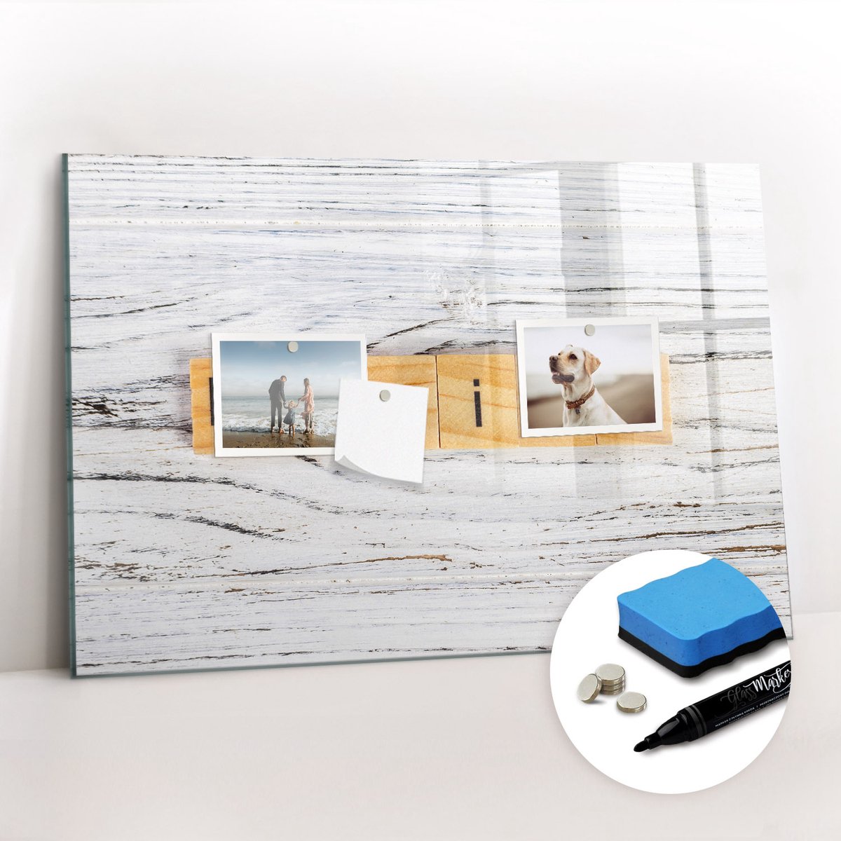 Tulup Whitebord - Familie - 60 x 40 cm - Veelkleurig Memo Magneetbord - Gratis 5 Sterke Magneten + Whiteboard Marker & Wisser - Minimalistisch Prikbord - Magnetisch Bord - Notitiebord Werkplek