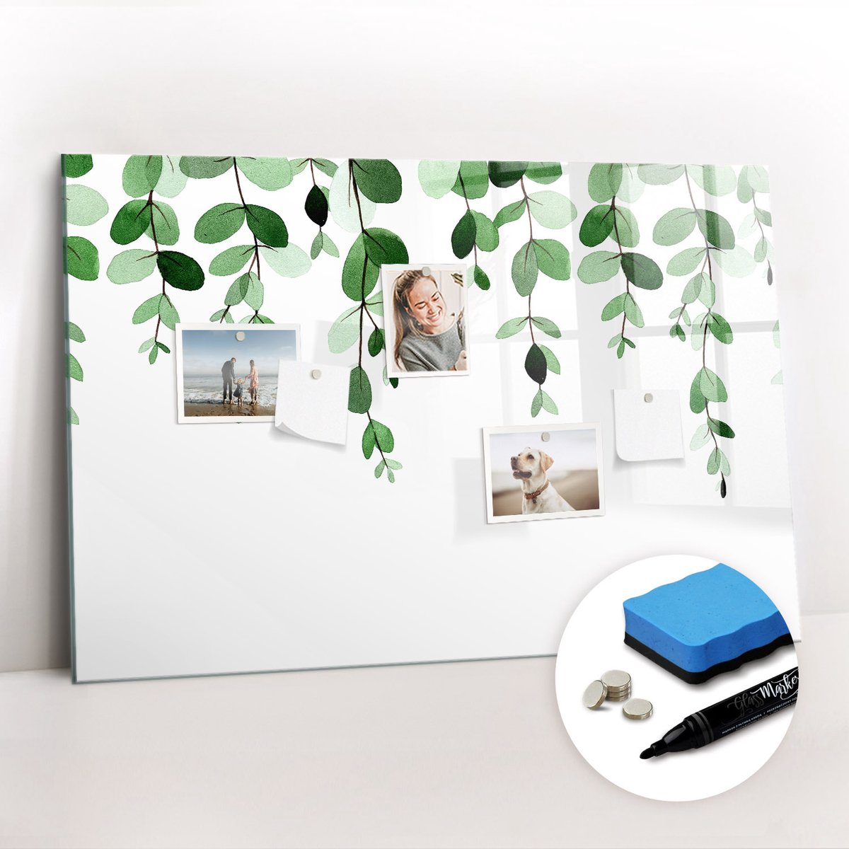 Tulup Whitebord - Plantenbladeren - 90 x 60 cm - Groente Magnetisch Bord Kind - Gratis 5 Sterke Magneten + Whiteboard Marker & Wisser - Wanddecoratie Kantoor - Memo Bord - Productiviteit Tools