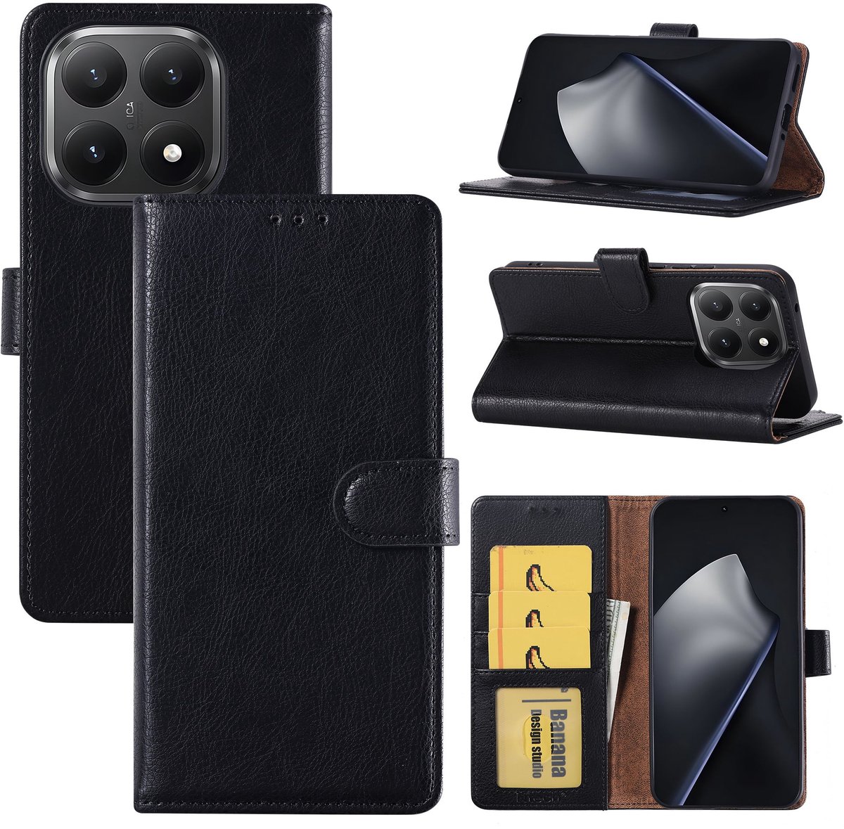 Hoesje geschikt voor Xiaomi 15T 5G Hoesje Zwart Bookcase – Ntech Wallet Case met Pasjeshouder & Magneetsluiting Beschermhoes – Schokbestermende Flip Cover