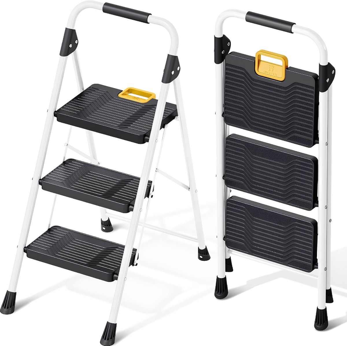 JCP® Huishoudtrap 3 Treden - Ladder - Huishoudtrap - Wit - 73cm x 46cm x 115cm