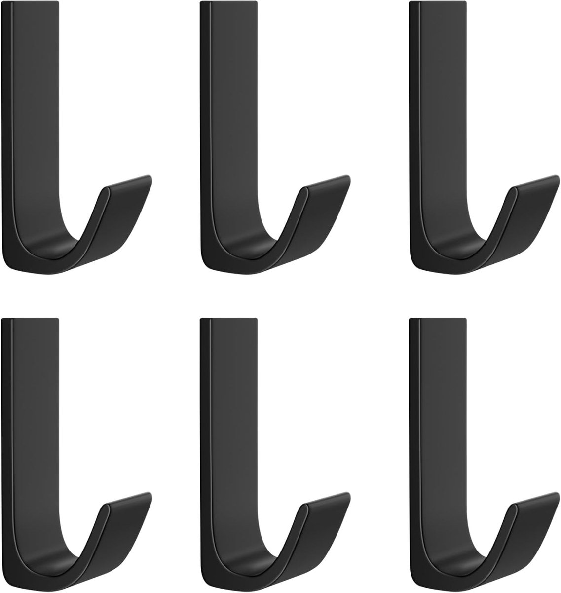 6 stuks zelfklevende haken, extra sterk, wandhaken, zelfklevend, metaal, plakhaken, badkamerhaak, zelfklevend, haken zonder boren, kledinghaken, zelfklevend, kunnen 4-6 kg dragen (zwart)