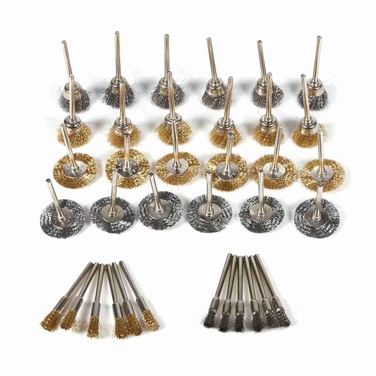 SnelShoppen - 36 Delen Draadborstel Set, Boormachine Accessoires, Power Rotatie Gereedschap voor Polijsten, Stalen Draadborstels, Voor DIY Schuren en