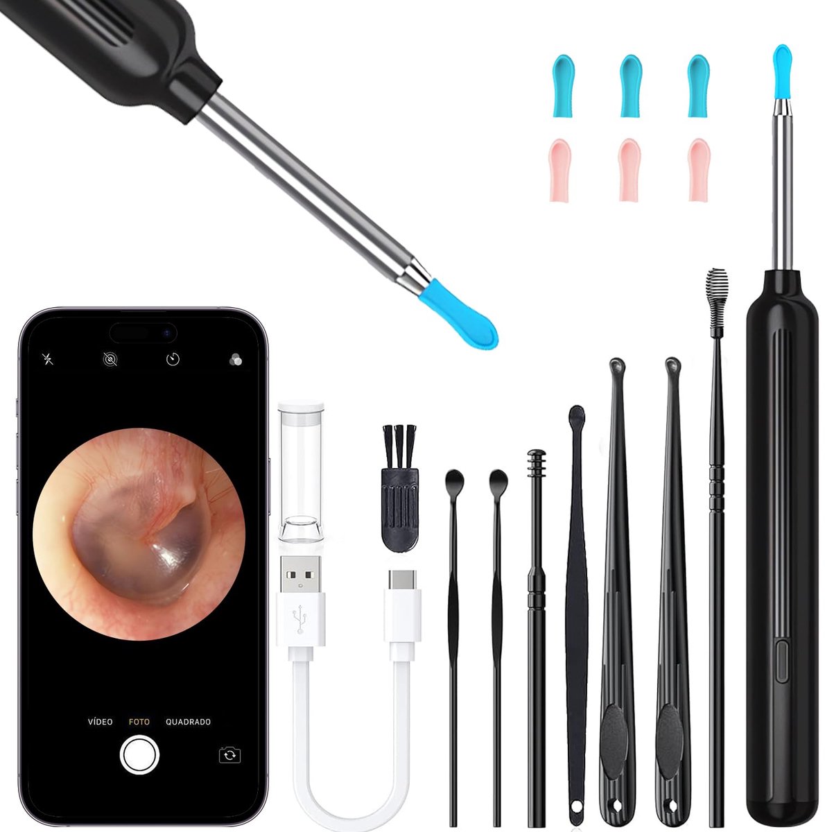 Otoscope HD 5MP 6 LED – Ear Cleaning - ShopVlot