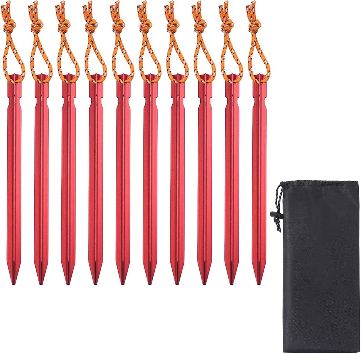 SnelShoppen - 10 Stuks Tent Pegs Camping Hoekpinnen Driehoekige Haringen Aluminium Legering 18 cm voor Tent, Parasol, Grondbevestiging in Zand en Woes