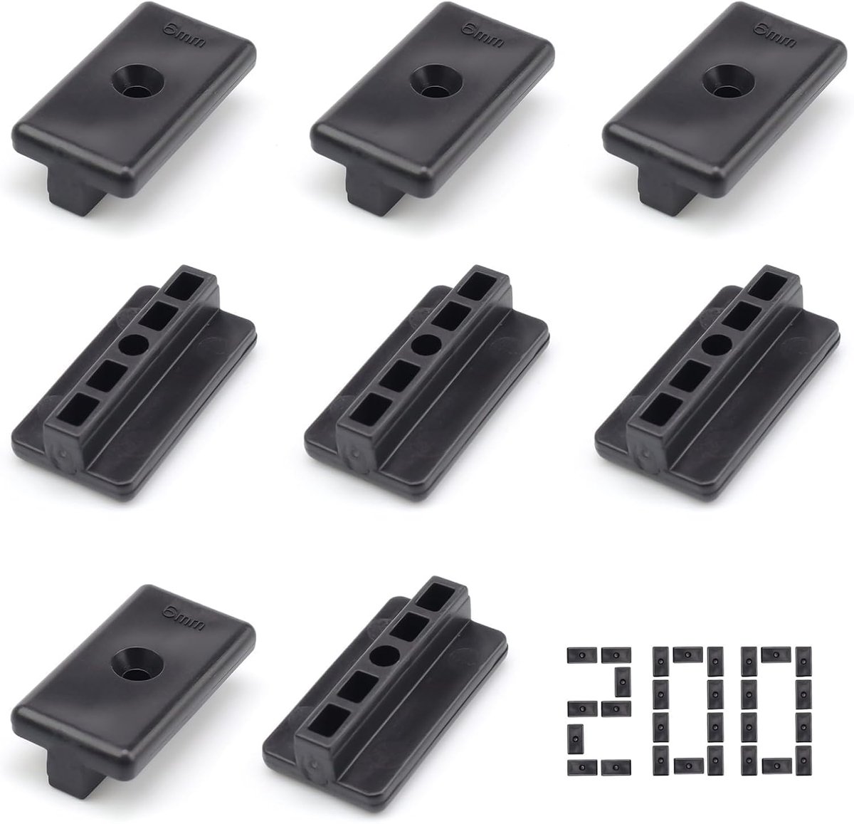 SnelShoppen - 200 Stuks WPC Terras Clips, 6 mm Onzichtbare Bevestiging voor WPC/BPC Planken, PP/PE Afstandhouders voor Balkon en Tuin (Zwart, T-Clip O