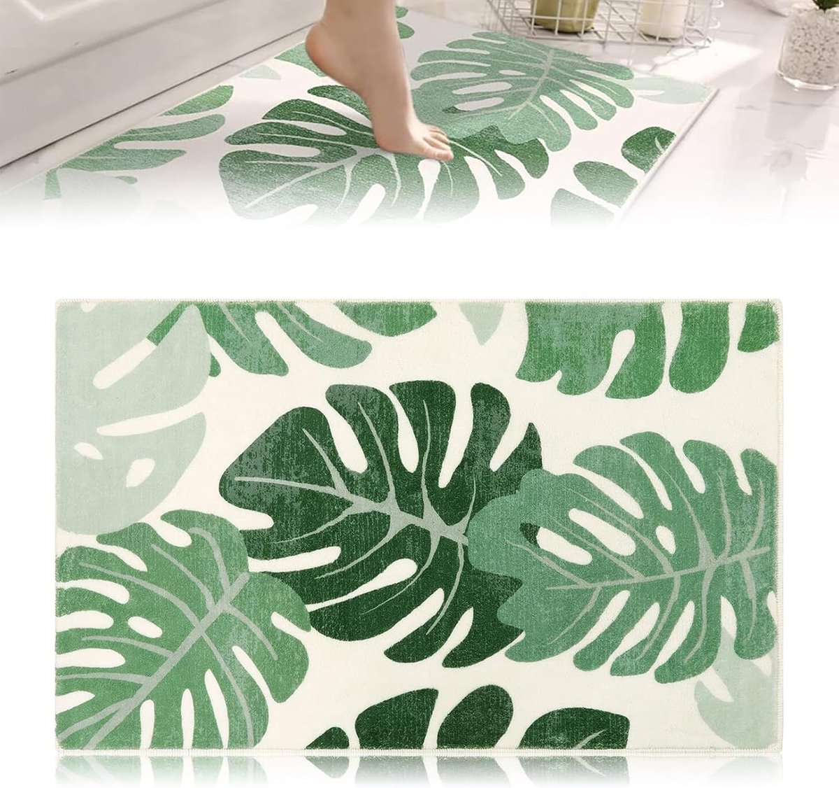 SnelShoppen - Antislip Badmat Groen, 50 x 80cm Badkamer Mat, Wasbare Kleine Mat voor Douche, Bad, Interieurdeur, Decoratie, Badmat