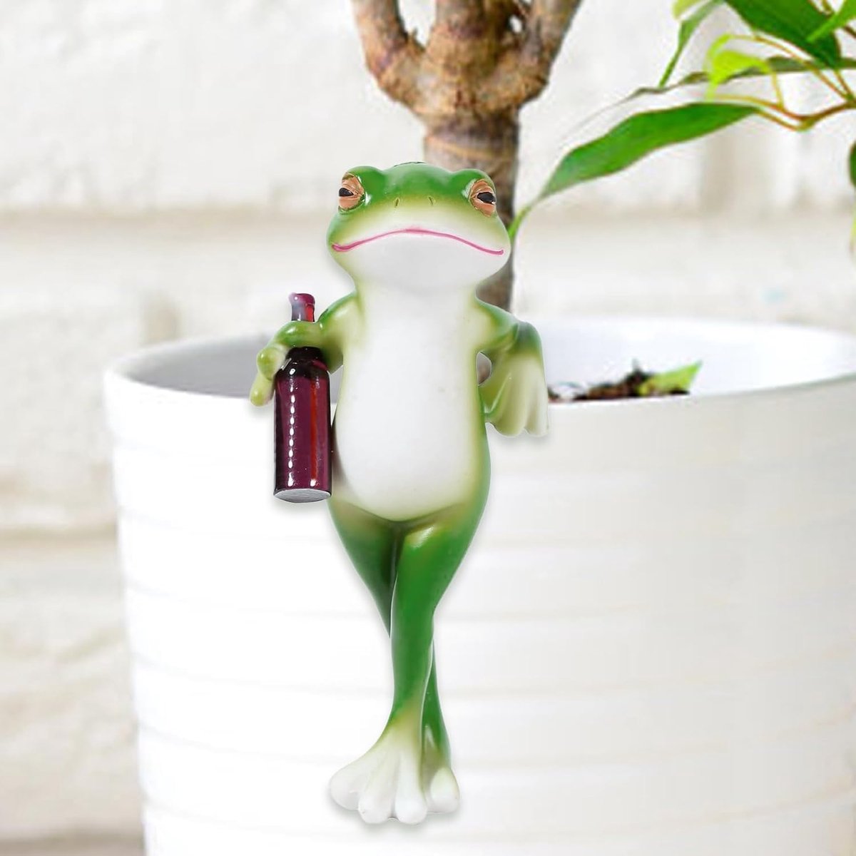 SnelShoppen - Decoratieve Groene Kikker Bloempot Hanger - Weerbestendige Hars Kikker Beeldje voor Tuin en Balkon Decoratie - Realistische Dierfiguur v