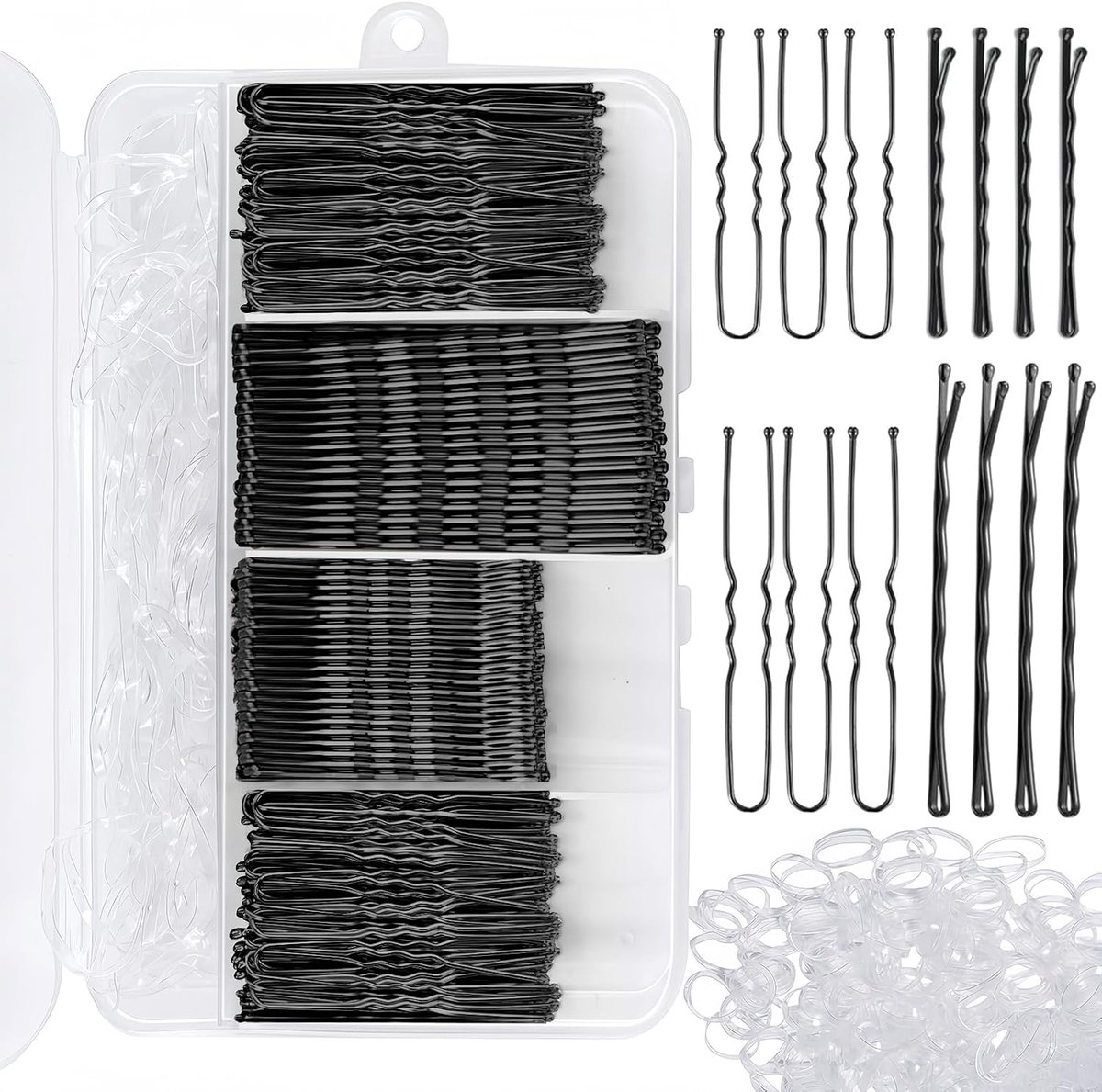 SnelShoppen - 300 Stuks Haarspelden Set, Bobby Pins en U-Haarclips voor Dames, Haaraccessoires met Opbergdoos, Duurzaam en Veelzijdig