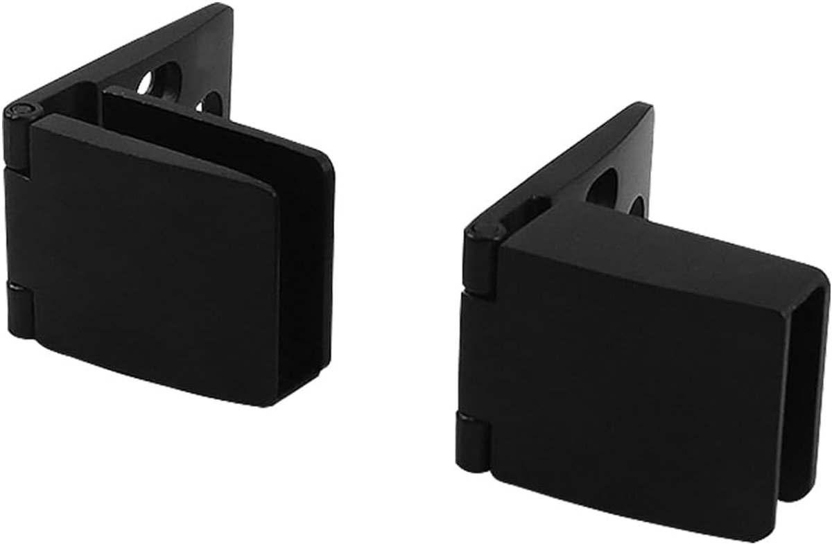 SnelShoppen - 2pcs Frameless Glazen Deurscharnieren, Ingebouwde Zijmontage met Bevestigingschroeven voor 5-8mm Glazen Deuren, Zwart, Rvs, Duurzaam, Co