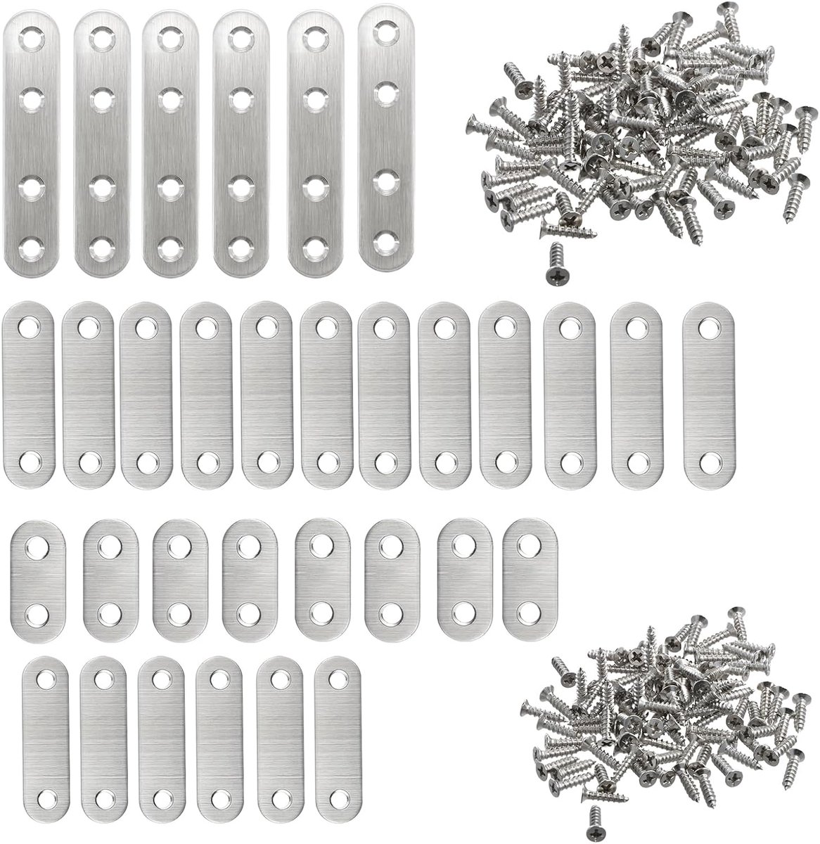 SnelShoppen - 20 Stuks RVS Hoeksteunen met Schroeven - Perforated Verbindingsplaten voor Meubel Reparatie en Bevestiging - Duurzaam en Roestvrij - Voo