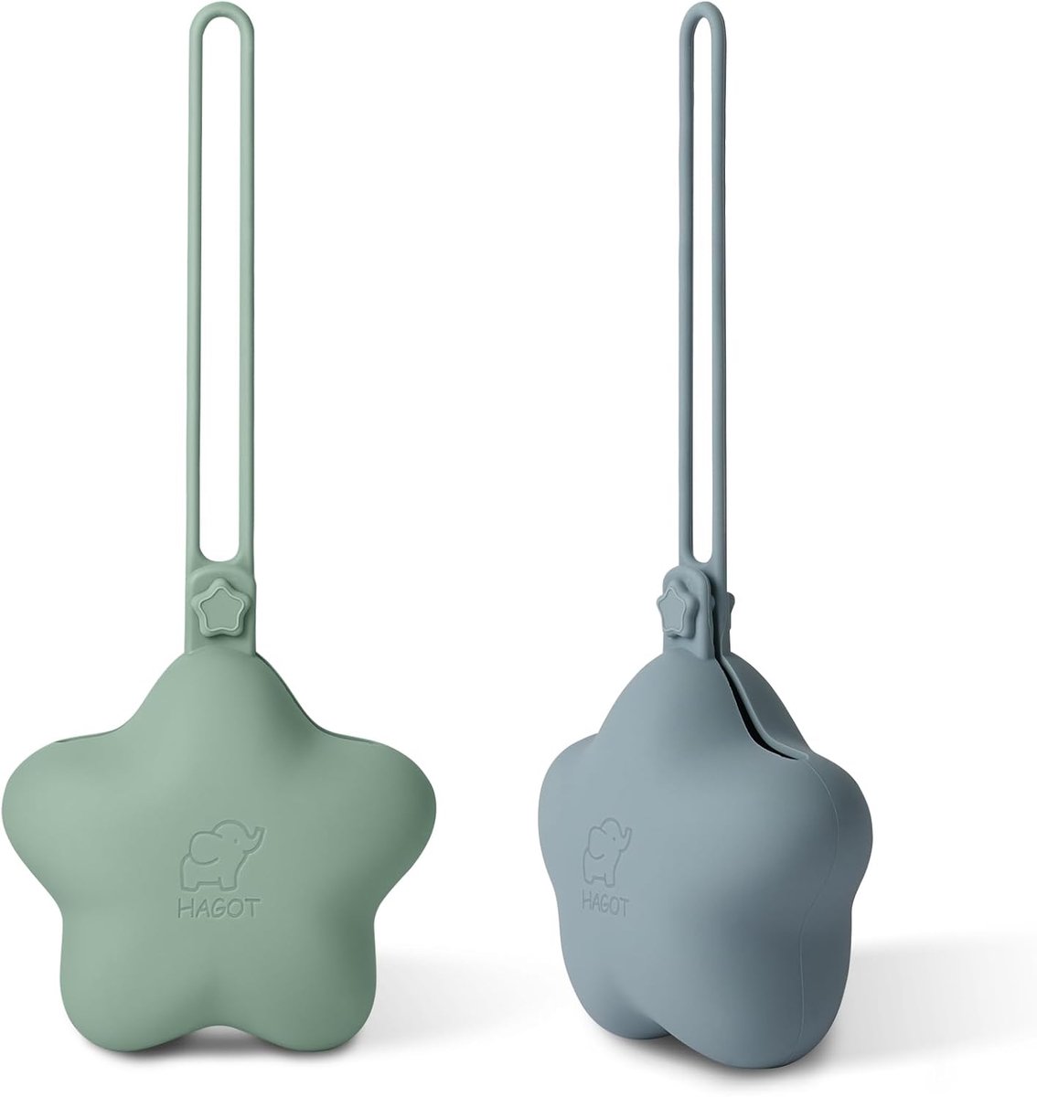 Fopspeenbox - Dummy opbergdoos - Baby onderweg - Sterdesign - 2 stuks - Grijsgroen lichtblauw