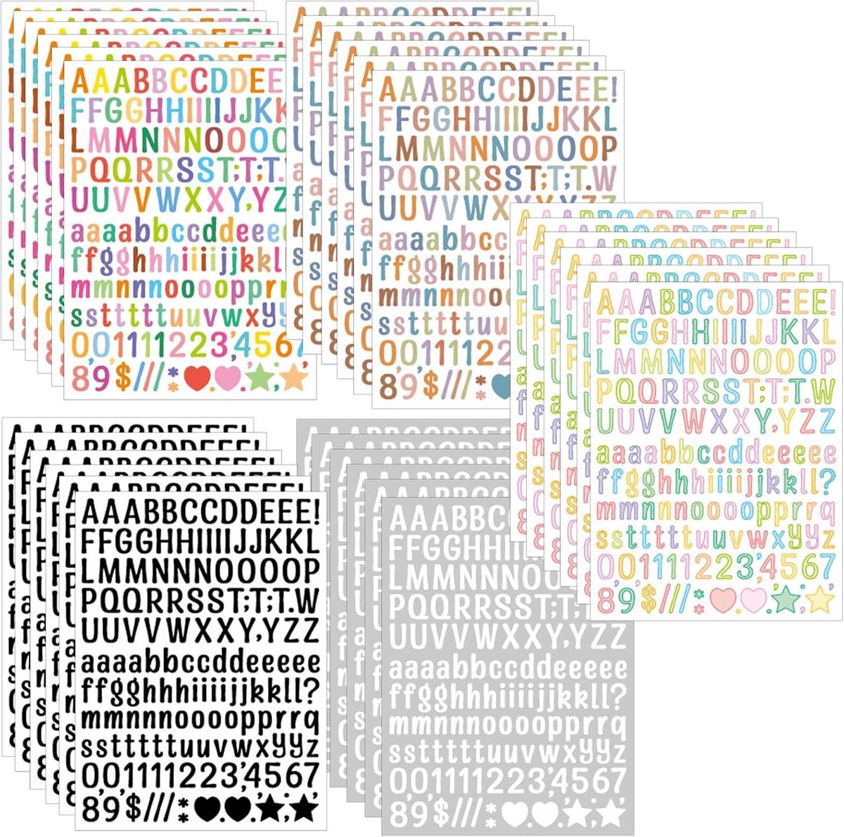 30 Sheets Alphabet Number Stickers, Self-Adhesive Alphabet Sticker, Number Sticker, Colourful Self-Adhesive Vinyl - ShopVlot