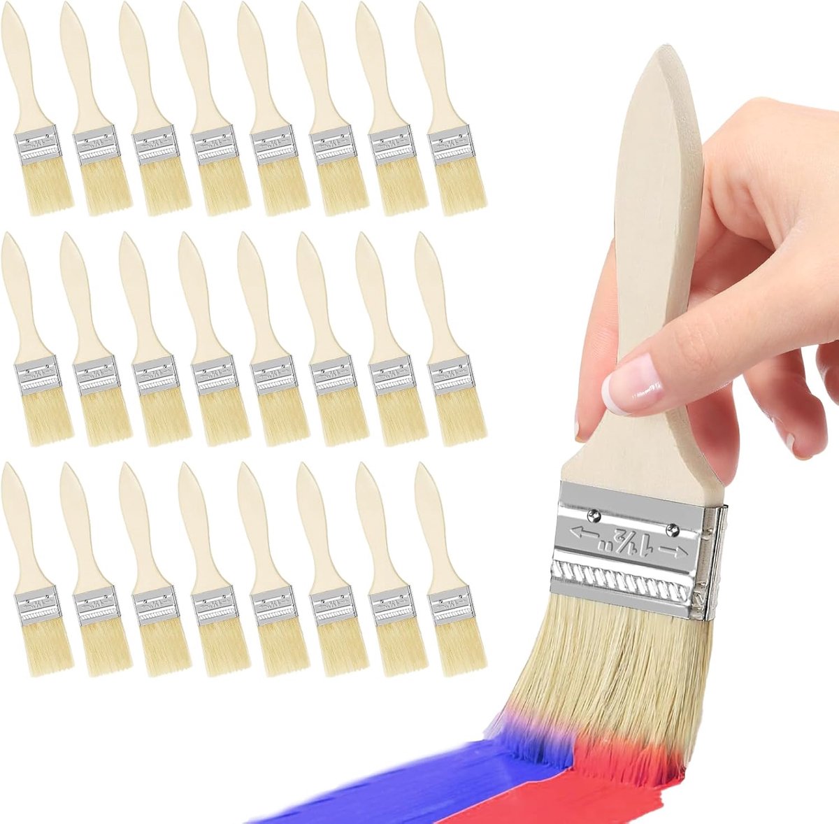 SnelShoppen - 25-delige 38 mm Kwasten Set voor Houtlak, Verven en Lijm, Professionele Verfkwasten, Stevige Houten Kwasten voor Kinderen en Hobbyisten,