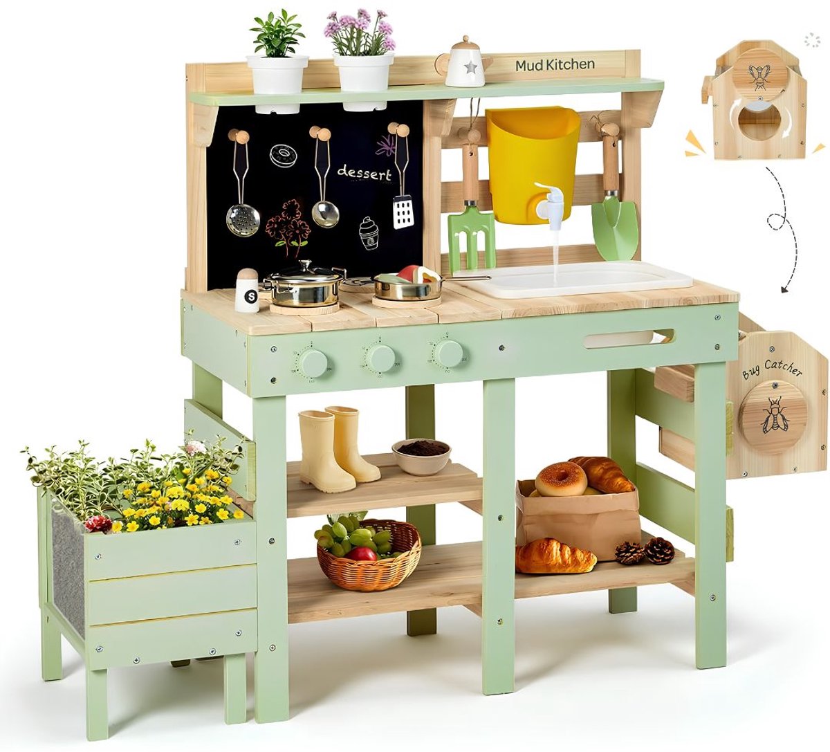 SP® Modderkeuken - Buiten Speelkeuken - Zandkeuken - Groen - 92cm x 76cm x 34cm