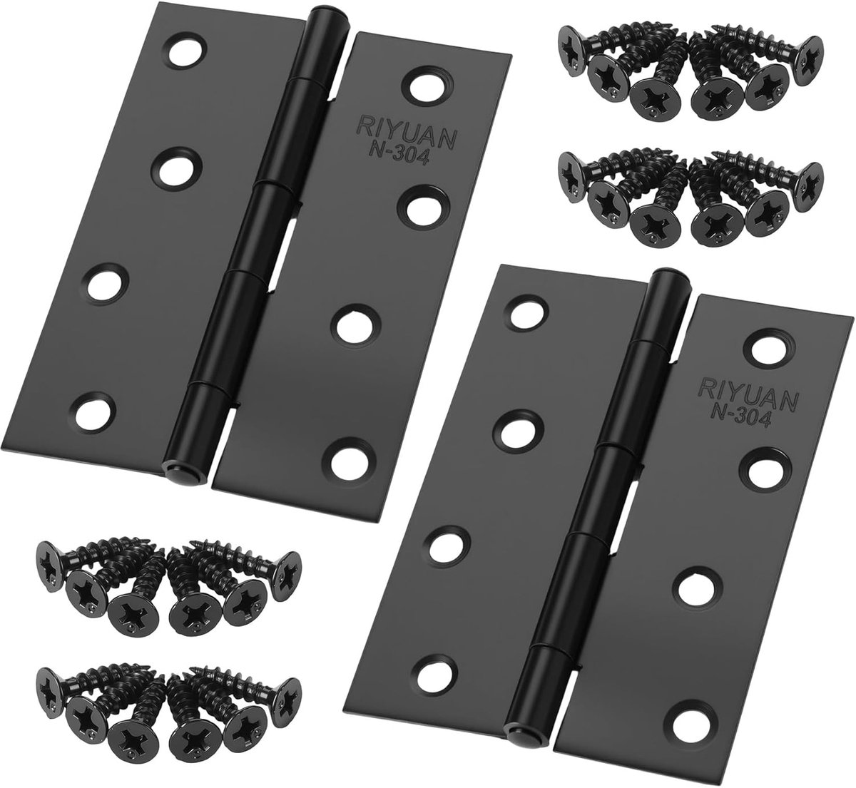 SnelShoppen - Set van 2 Vouwscharnieren, 270° Scharnieren, 100 x 70 x 1 mm, Zwart, RVS, Zware Belastbaarheid, Inclusief 18 Schroeven voor Deuren, Vens