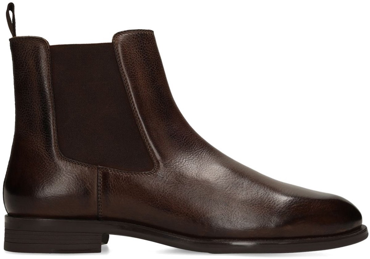 Manfield - Heren - Bruine leren chelsea boots - Maat 44