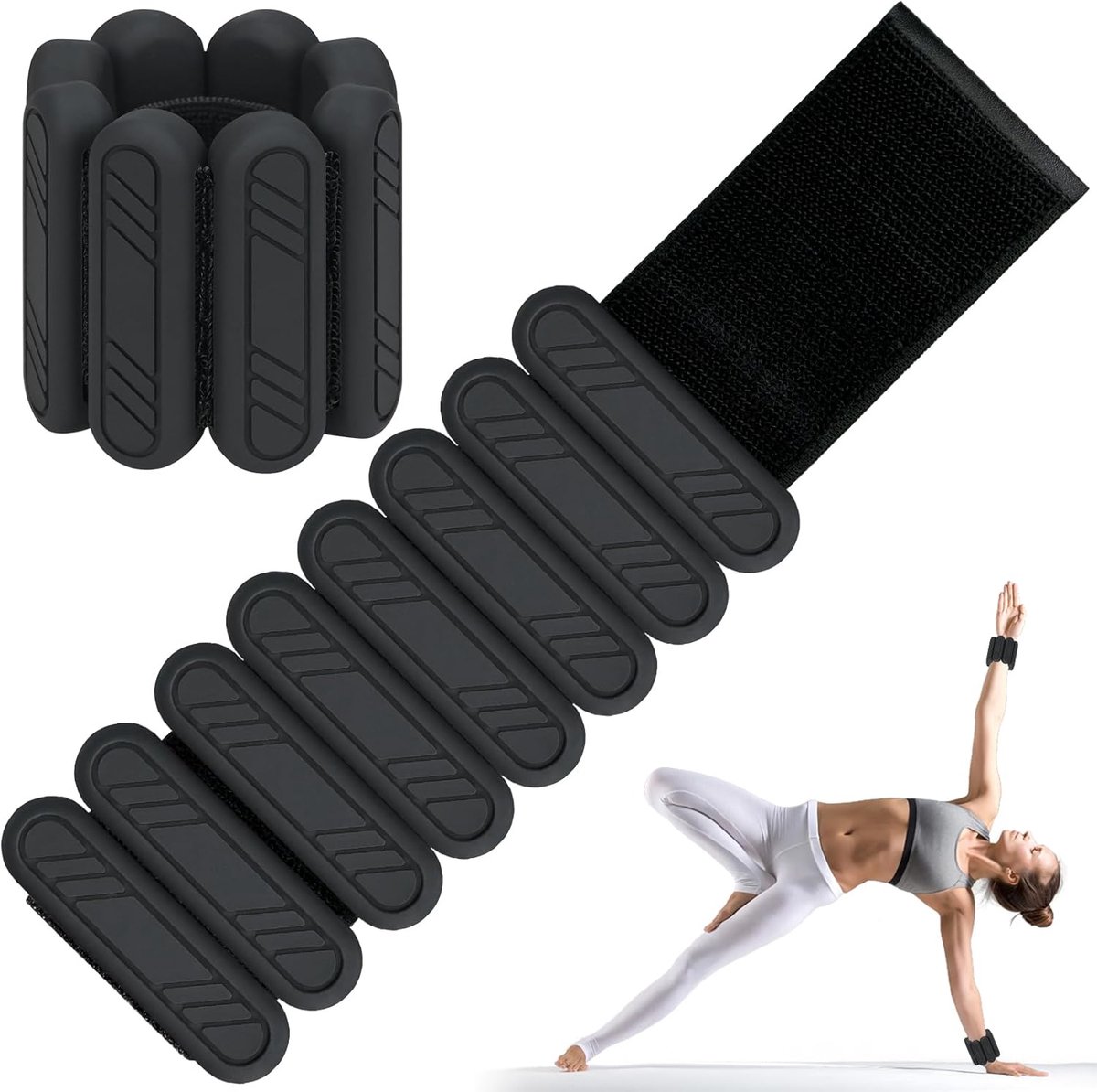 Verstelbare polsgewichten 2 x 0,25 kg - zwart - voor intensieve training - ideaal voor joggen - ShopVlot