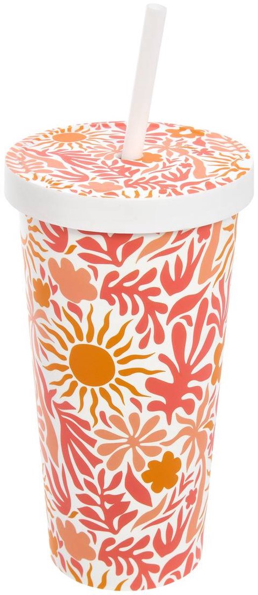 Mok 55 cl met rietje, zomers ontwerp SOLEA