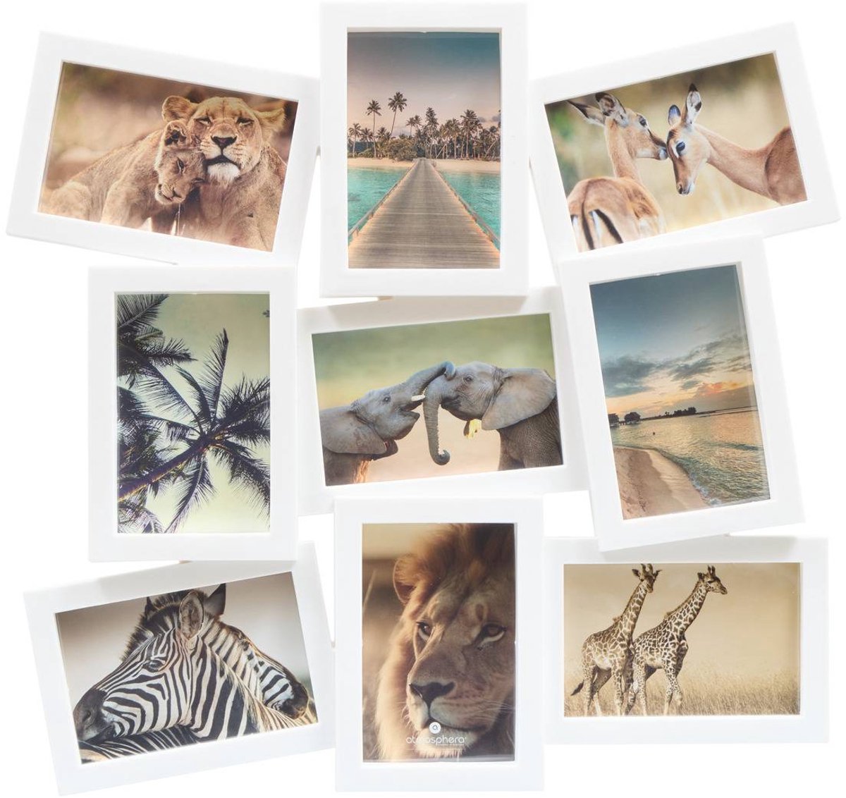 Fotolijst voor 9 foto's, CALI, met onregelmatig houten ontwerp