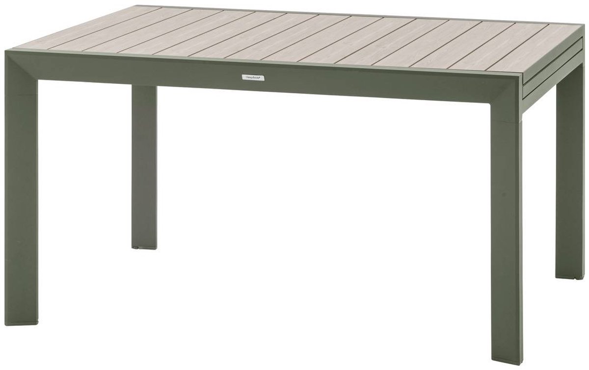 Uitschuifbare tuintafel voor 10 personen van aluminium met houteffect ÉVASION