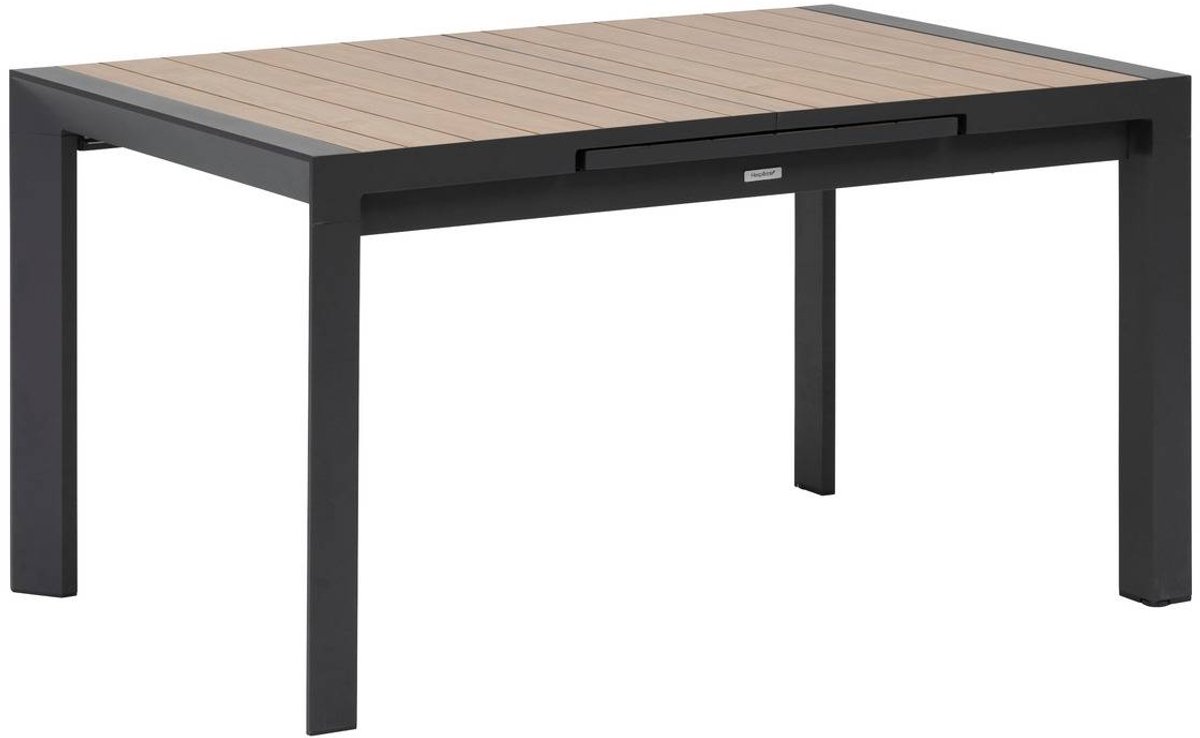 Uitschuifbare tuintafel voor 8 personen van aluminium met houtlook ÉVASION