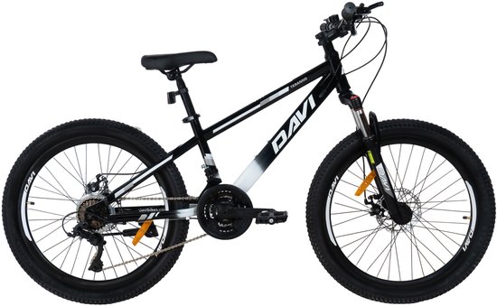 Davi Terrano - Kinderfiets - 24 inch - 21 versnellingen - Schijfremmen - 130-160 cm - Zwart/Wit - Jongen van Davi Terrano — afbeelding 2
