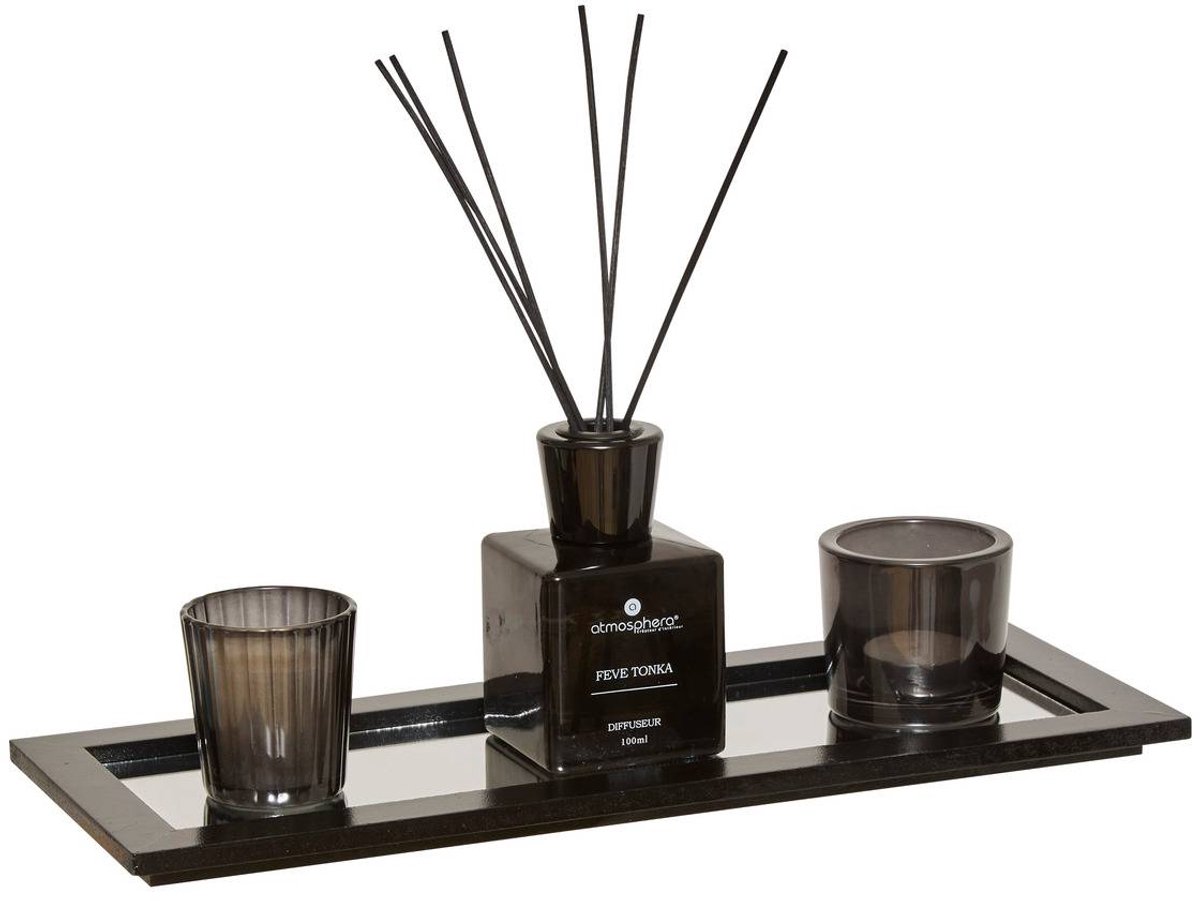 Complete Zwarte Geurenset Lucio – Kaarsen en Diffuser op Schaal