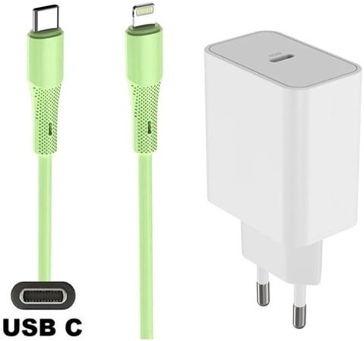 OneOne 45W super snellader en screenprotector van glas voor iPhone 12 Pro + 1,0m USB C naar Lightning kabel. PD lader. Universele oplader adapter. Glazen screenprotector past op Apple iPhone 12 Pro