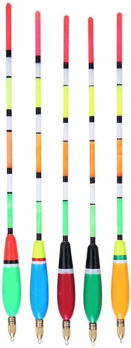 Visdobbers Kit, 5 STKS Meerdere Kleur Lichtgewicht Balsa Hout Visdobbers Gevoelige Hoge Zichtbaarheid Vissen Bobber Kit Visbeet Indicator Vissen Apparatuur