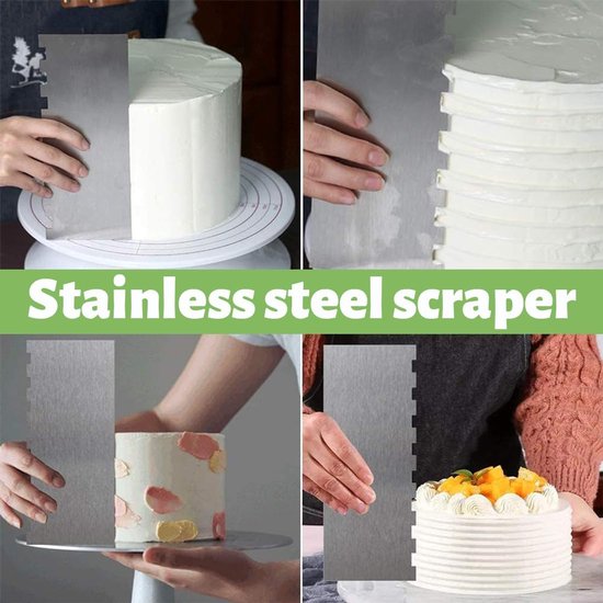 1 stuk taartspatel taartschraper roestvrij staal 22 x 8 cm zilver voor verschillende vormen van kam-taartranden, taartspatel taartschraper voor mousse botercrème — afbeelding 3