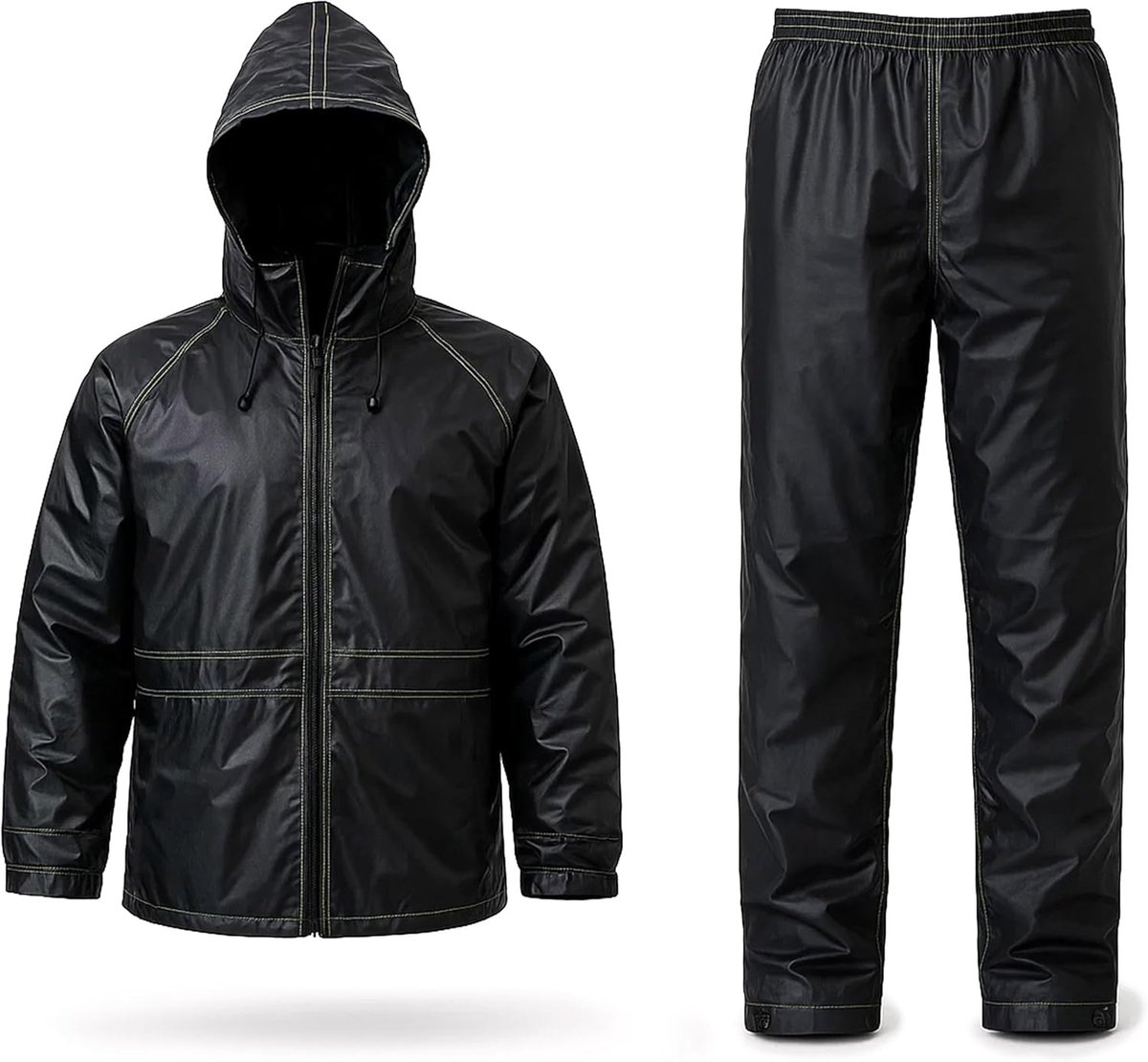 Accessori Lupex Motoranzug, waterdicht, regenbestendig, winddicht, zwart, met tas, compleet met jas en regenbroek met opvouwbare capuchon, PVC, uniseks heren dames, zwart, L
