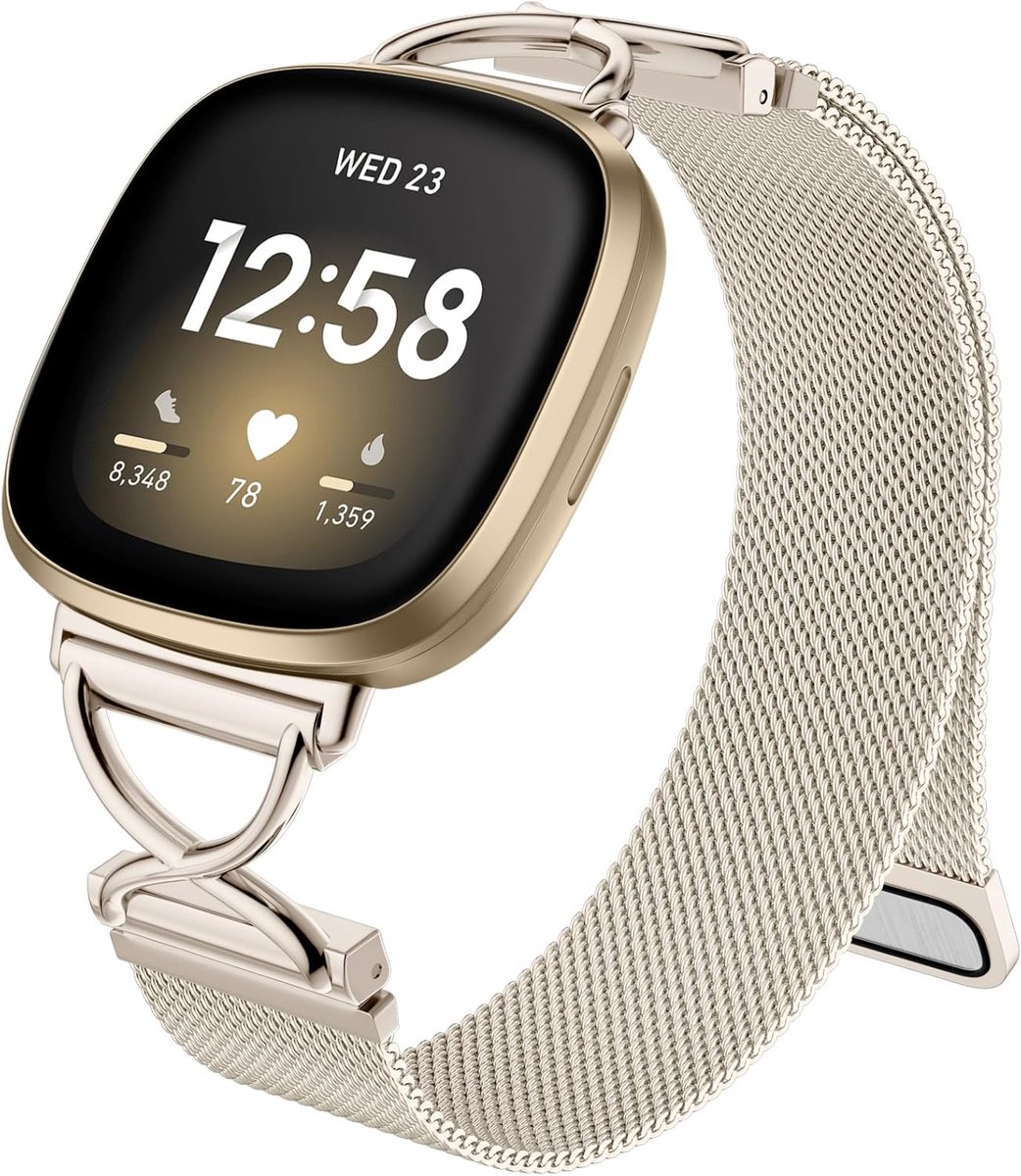 Metalen Riemen Compatibel met Fitbit Versa 4 Band, Fitbit Versa 3 Bandje voor Vrouwen, Magnetische Verstelbare Roestvrij Stalen Band voor Fitbit Sense, Sense 2
