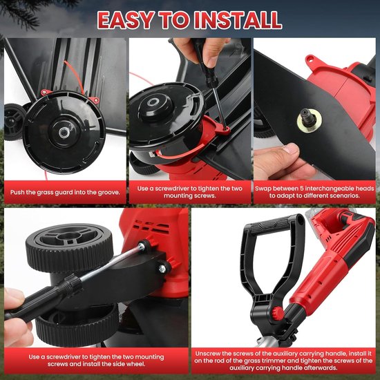 compatibel met Milwaukee 18 V accu, 5-in-1 borstelloze elektrische grastrimmer, 180° inklapbare 90° trimhoek voor het trimmen van gazon, tuin en struiken (zonder accu) van compatibel — afbeelding 5