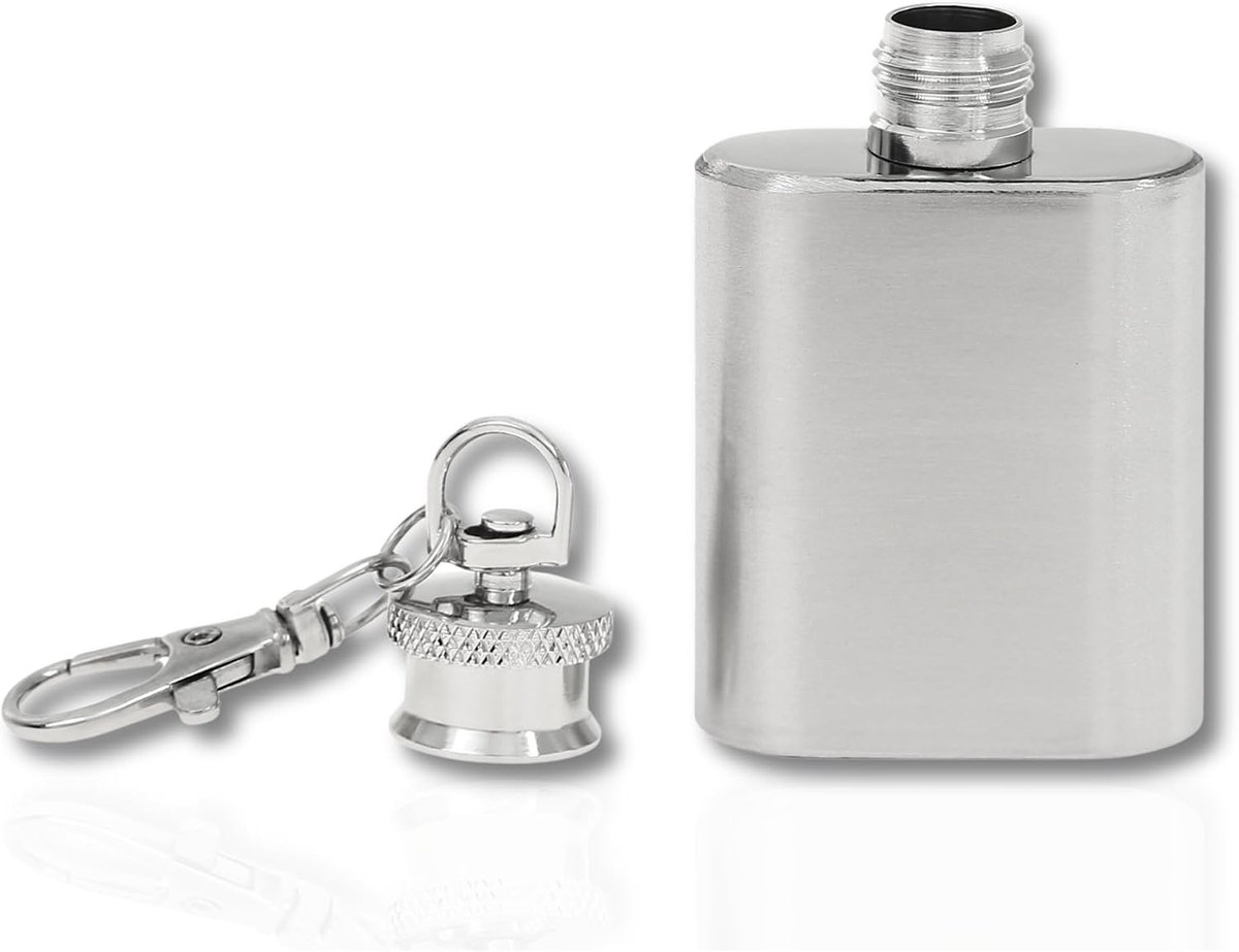 Mini Heupfles Sleutelhanger Edelstaal 30ml Camping Wandelen Outdoor Zakfles