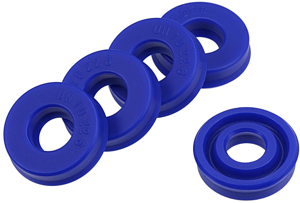 5 stuks UN radiale asafdichtringen, industriële PU-olieafdichtingen voor hydraulische cilinders (blauw, 10 mm ID x 22 mm OD 6 mm breed)