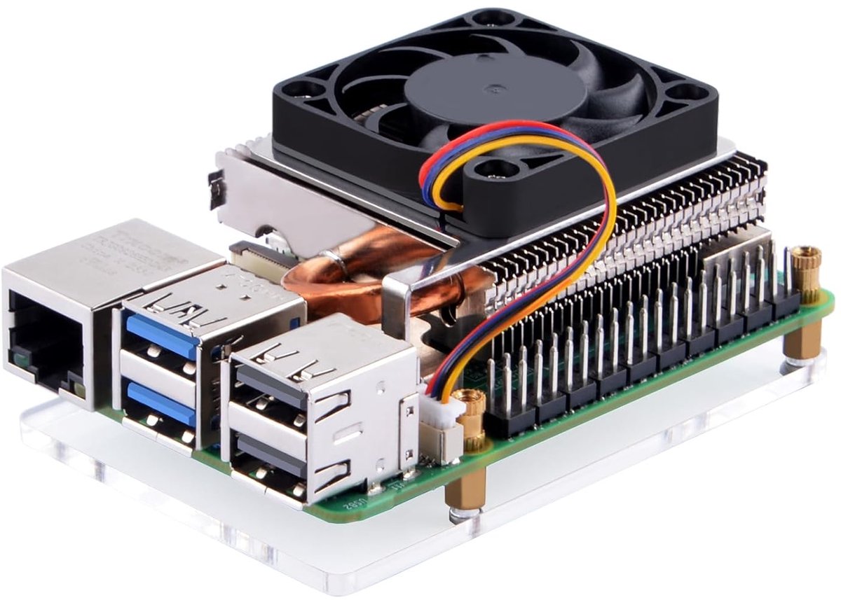 Ultra Thin ICE Tower Cooler voor Raspberry Pi 5, aluminium koellichaam met 40x40x5mm PWM-koelventilator voor Raspberry Pi 5