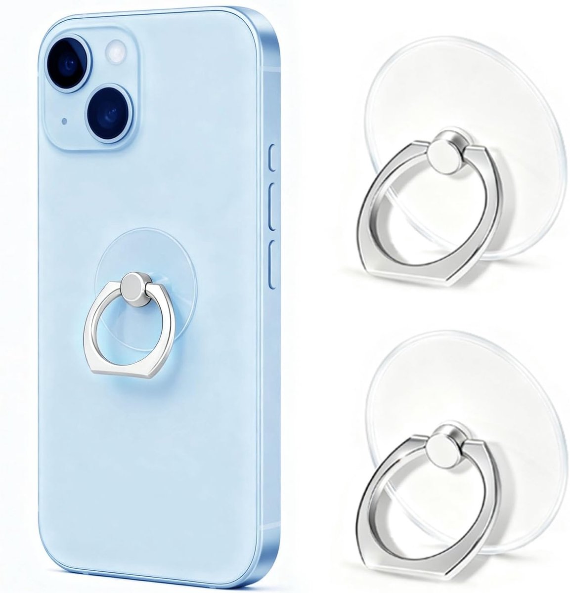 Mobiele Telefoon Ring Houder 2st, 360 Draaiing Transparant Mobiele Telefoon Ringhouder Vinger Mobiele Telefoon Grip Handyring Mobiele Telefoon Houder Vinger Compatibel voor Mobiele Telefoons