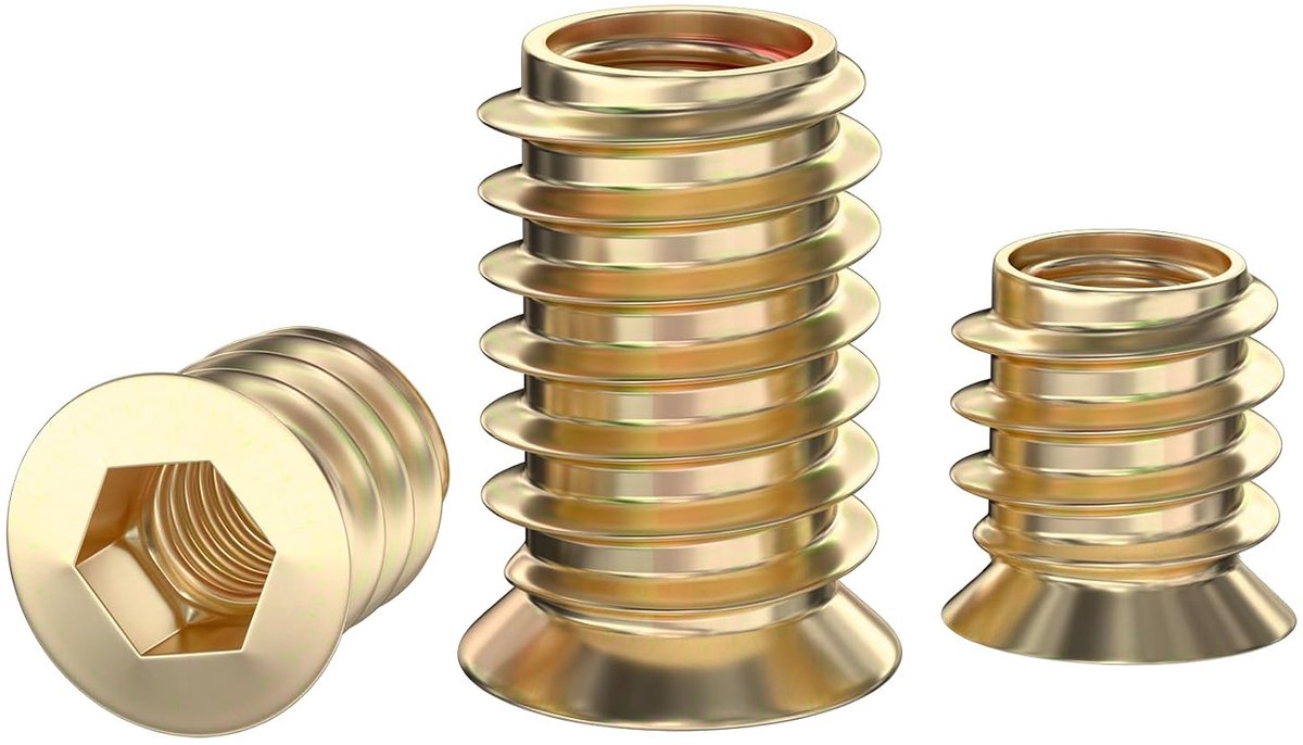 20 stuks Schroefmoer M3×8mm, Schroefdraad inzetstuk voor hout, Inpressmoeren, Verzinkte schroefmoeren, Schroefhuls