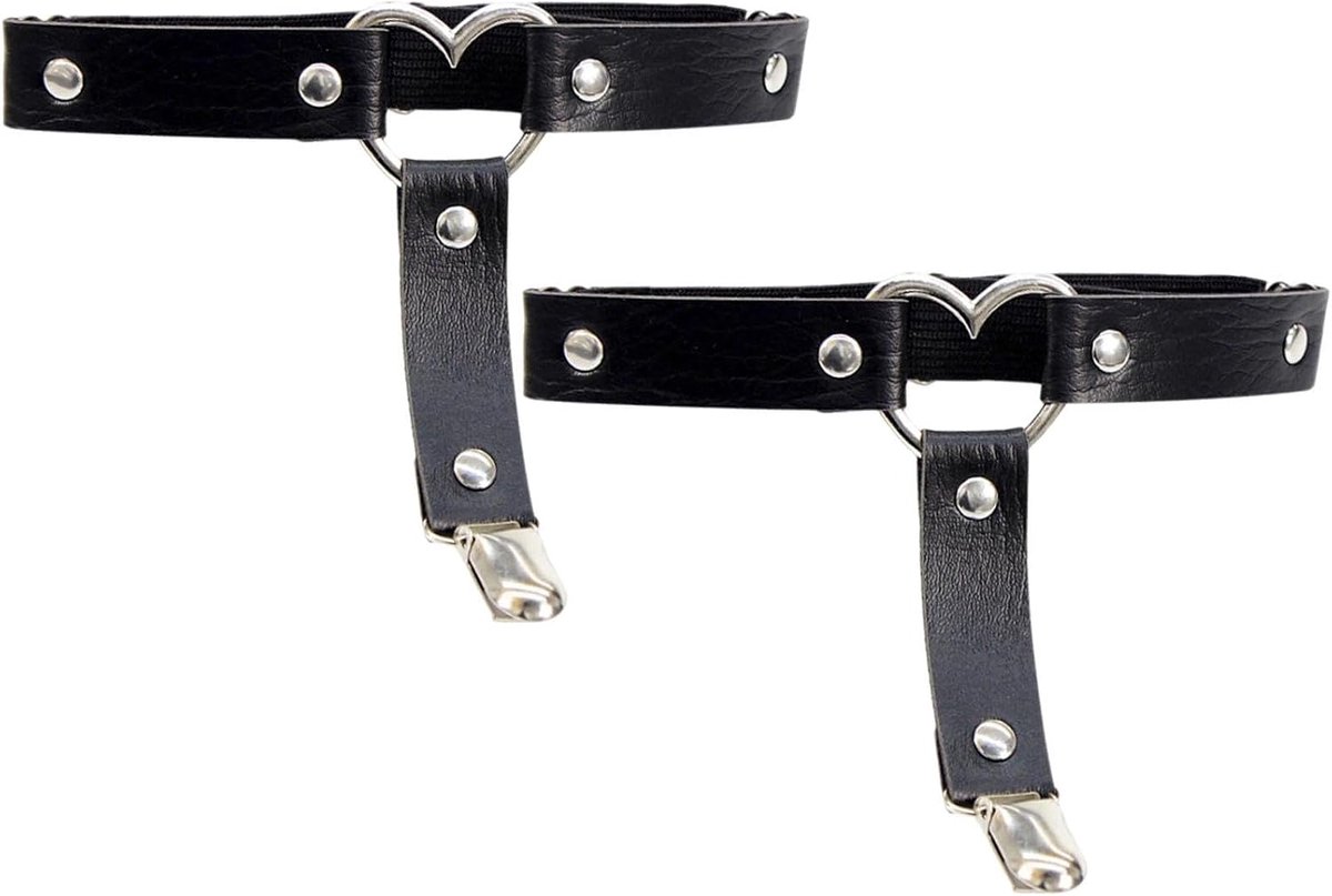 2 stuks lederen verstelbare hartvormige dijband voor dames met clip - een modieus accessoire geschikt voor dijhoogte en punk-gothic-jurken