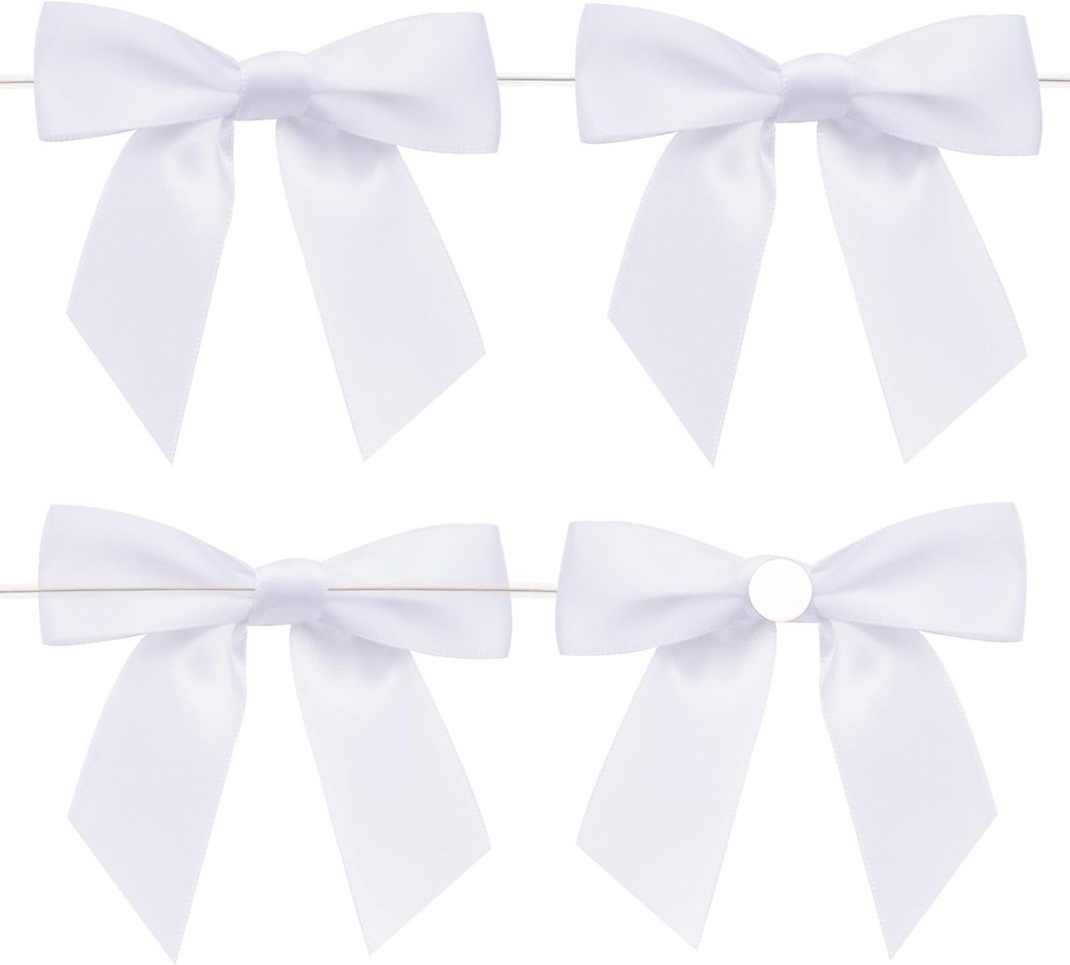 Strikken zelfklevend: decoratieve strikken met draad voor bruiloft 9 × 8,5 cm kant-en-klaar geschenk strik communie 24 stuks satijnen strikken voor het knutselen takken
