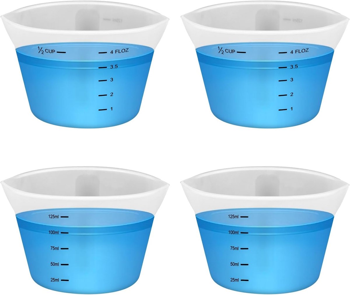 4 Stuks Maatbeker voor Wasgoed, 125ml Siliconen Vloeibare Maatbekers Herbruikbaar Maatbeker voor Wasmiddel, Geen Rommel of Lekken Meer voor Slaapzaal in de Badkamer