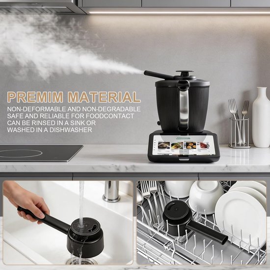 Stoomgeleider voor Thermomix TM7, accessoires voor Tm7, effectieve wandbescherming met ruimtebesparend ophangontwerp, praktische keukenaccessoires voor veilig stomen — afbeelding 4