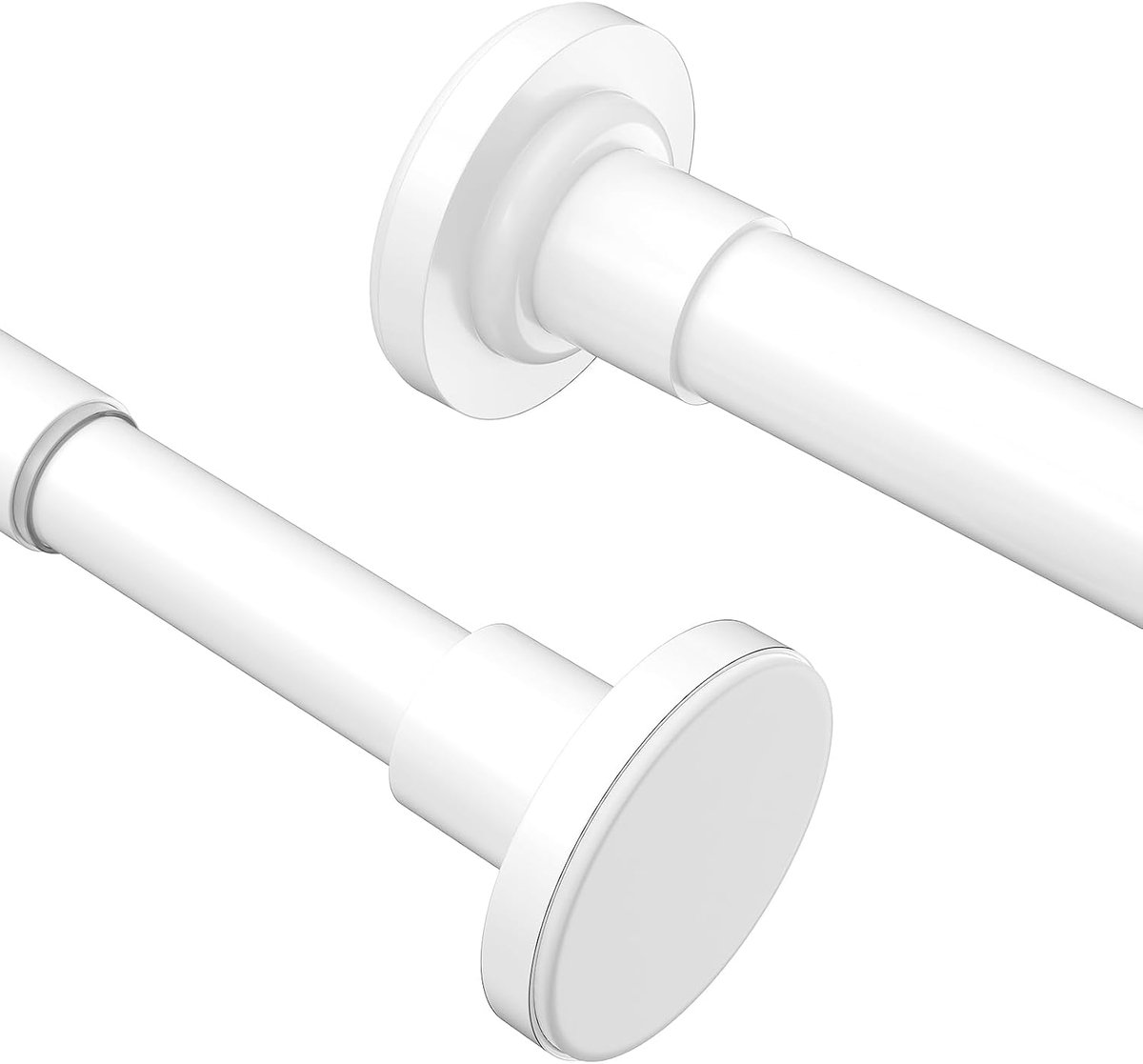 2 uitwisselbare gordijnroeden, 48-119,4 cm douche-roeden, wit